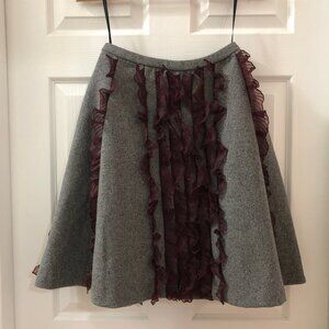 Handmade Gray and Purple A-Line Skirt with Pockets, Wool and Poly
